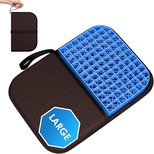 WISIMMALL Cojín de asiento de gel, cojín de viaje portátil para sentarse por mucho tiempo, grueso y plegable, cojín de asiento de silla de tamaño
