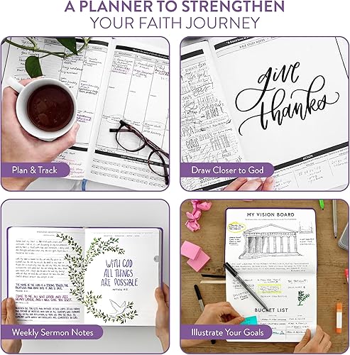Miniatura 3 de Diario bíblico 2024 y diario de gratitud para hombres y mujeres, diario de tapa dura con papel grueso que no se corre, organizador para mes, semana