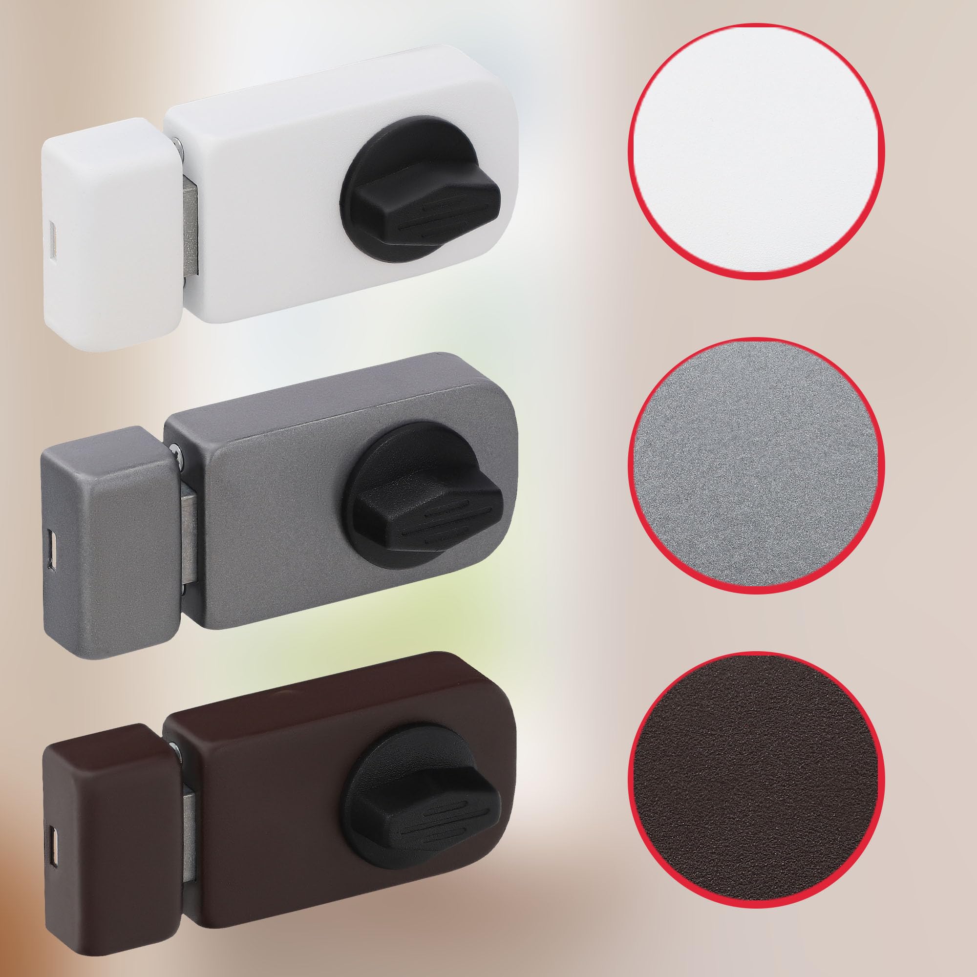 KOTARBAU® Cerradura adicional de 50/60 mm, 3 colores, con cilindro de cierre, diferentes cierres, cerradura para puerta, cerradura para puerta, cerradura de caja (blanco), 50/60 mm