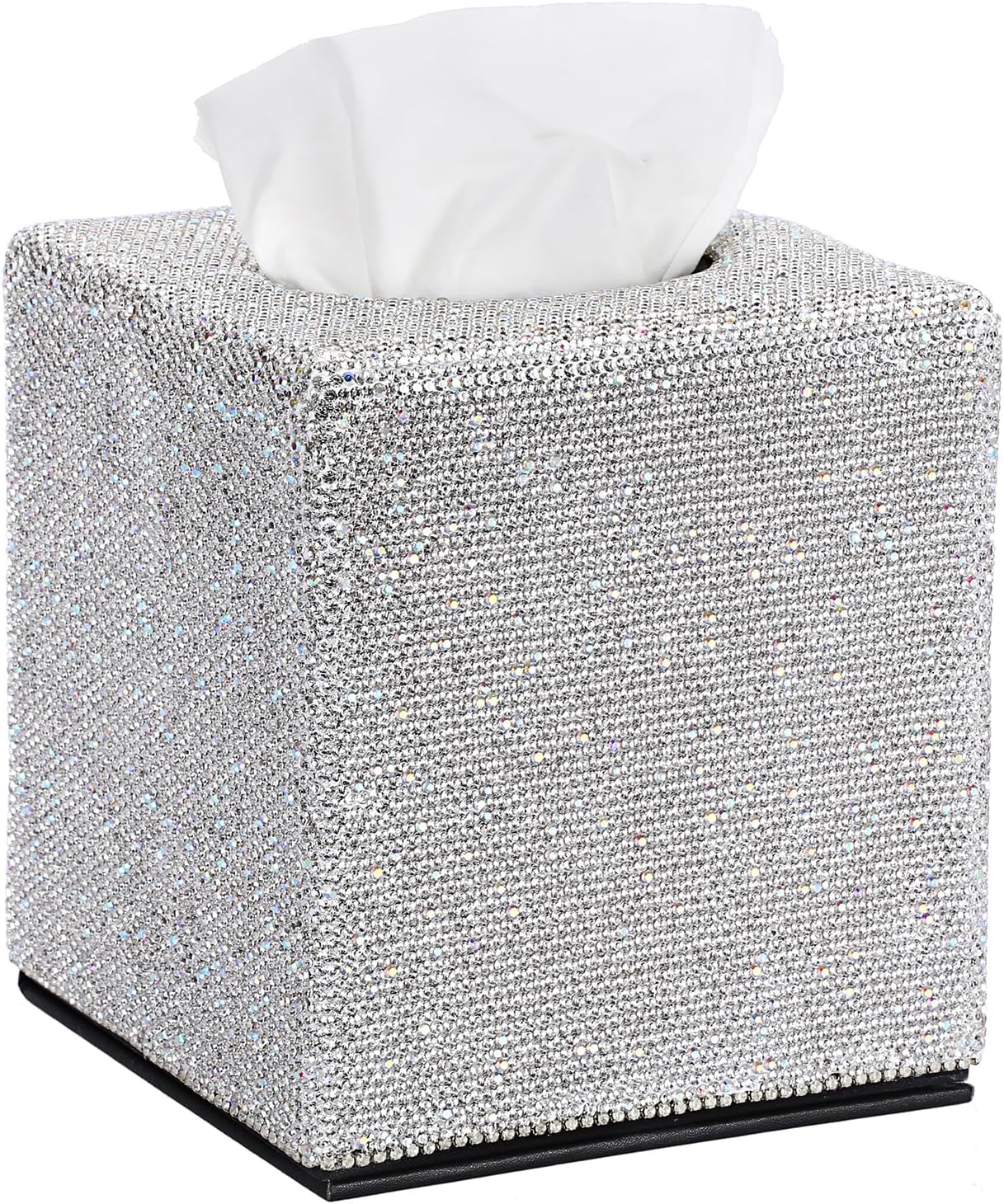 Sumnacon Tissue Box Cover Bling Square Tissue Box for Bathroom Sparkling Cube Tissue Box Holder with Magnetic Gorgeous Tissue Holder for Table Countertop Decorative Tissue Cover for Home Office Car