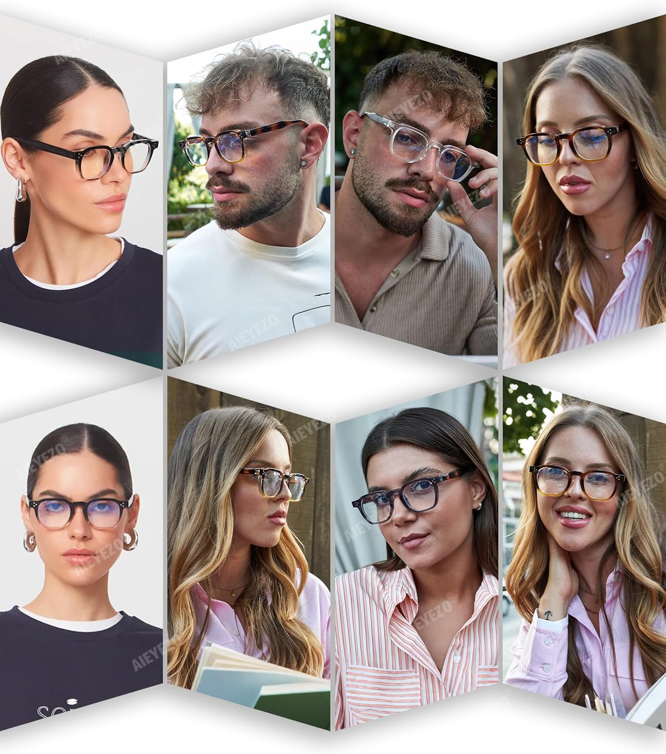 AIEYEZO Retro Blue Light Glasses for Men Women Square Thick Framed Eyeglasses Trendy Vintage Computer Glasses - Image 2