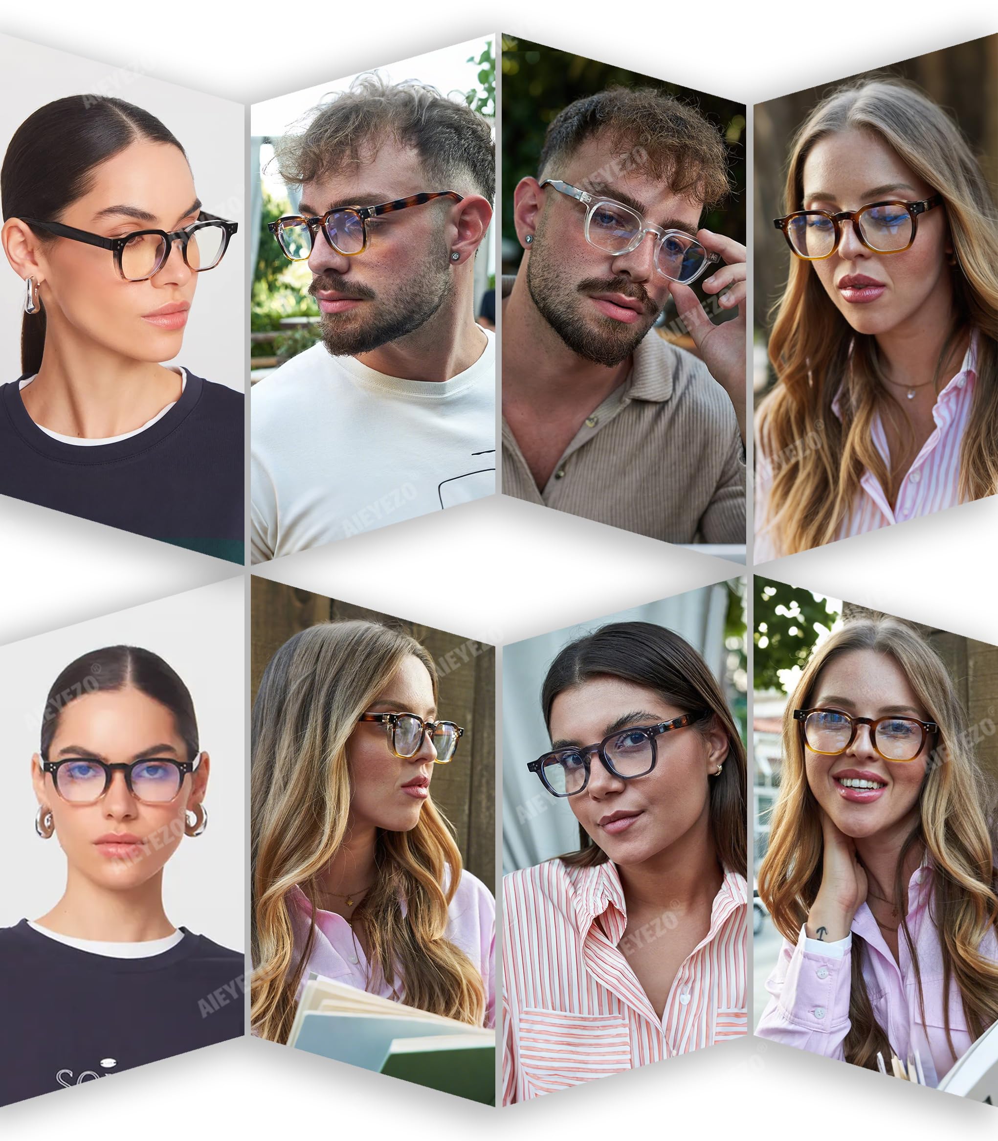 AIEYEZO Okulary w stylu retro dla mężczyzn i kobiet, kwadratowe, grube ramki, modne okulary do komputera w stylu vintage