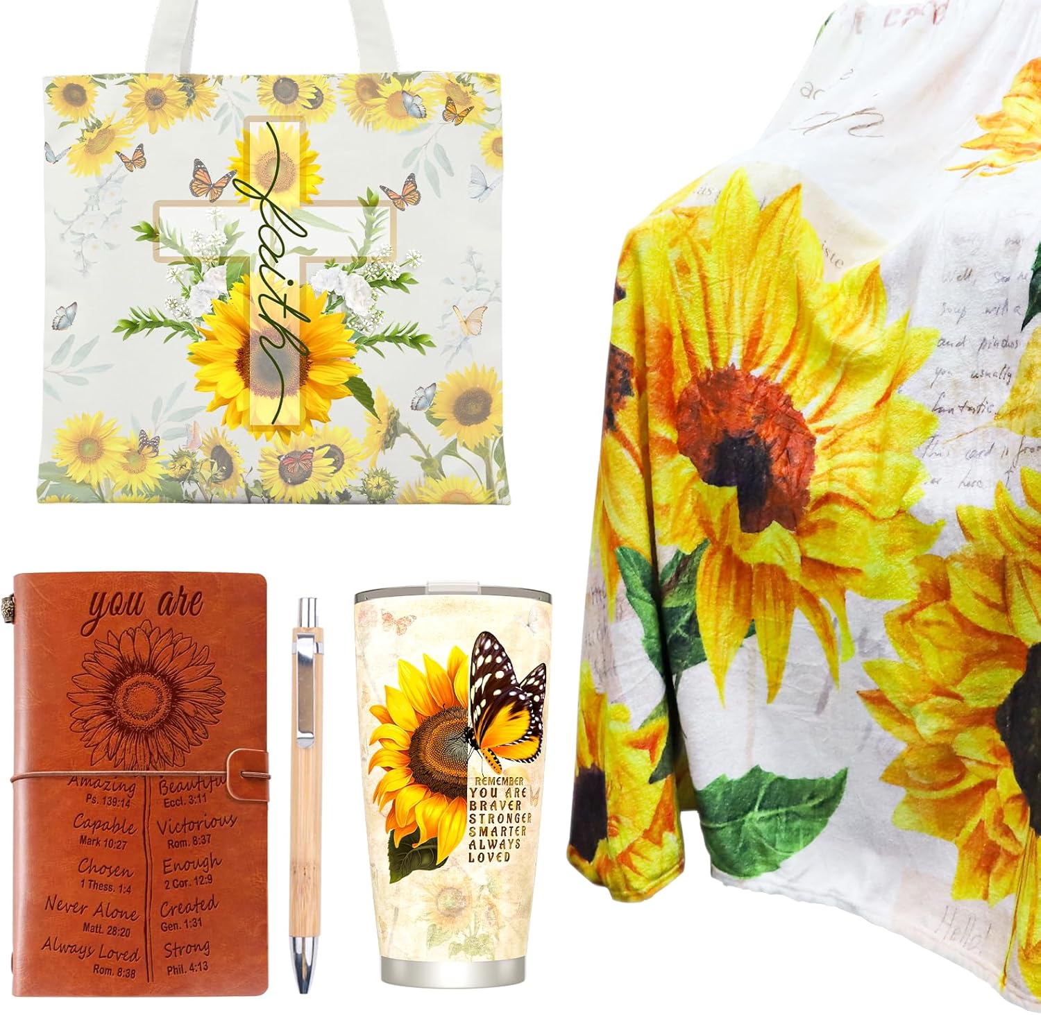 Christian Gifts for Women Faith, Religious Inspirational Sunflower Gifts for Mother's Day Birthday Christmas, Spiritual Sunshine Gift Box for Mom Grandma Wife Girlfriend Coworker Friend