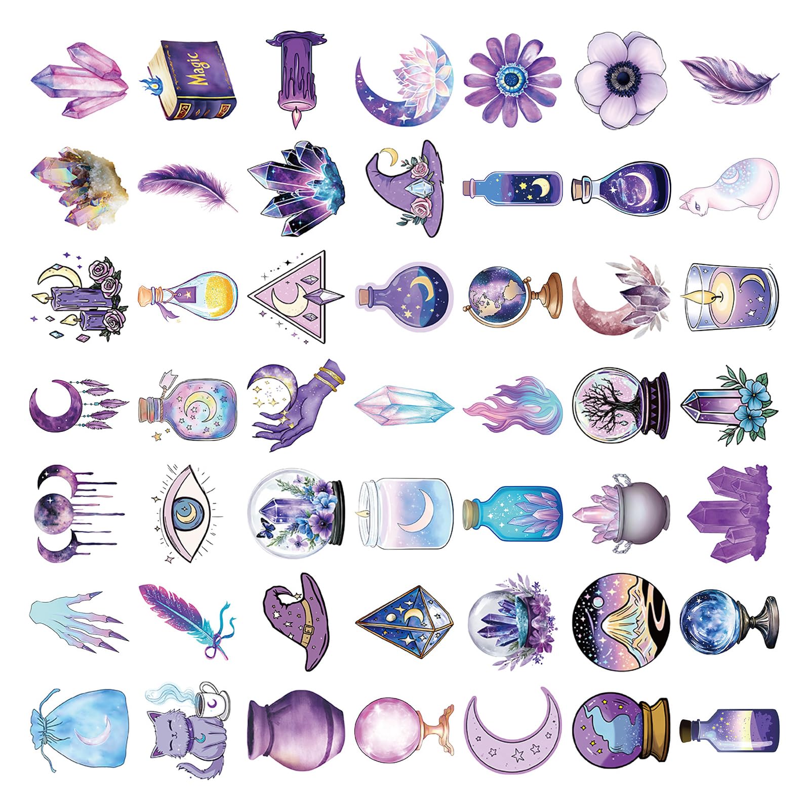 50Pcs Witch Theme Sticker Water Resistant Aesthetic for Water Bottle Laptop Car Scrapbooking Journal Photo Album Scrapbooking