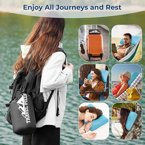 Miniatura 6 de Almohada de viaje de espuma viscoelástica, almohada cervical ergonómica ondulada para aliviar el dolor de cuello, almohada compresible de media
