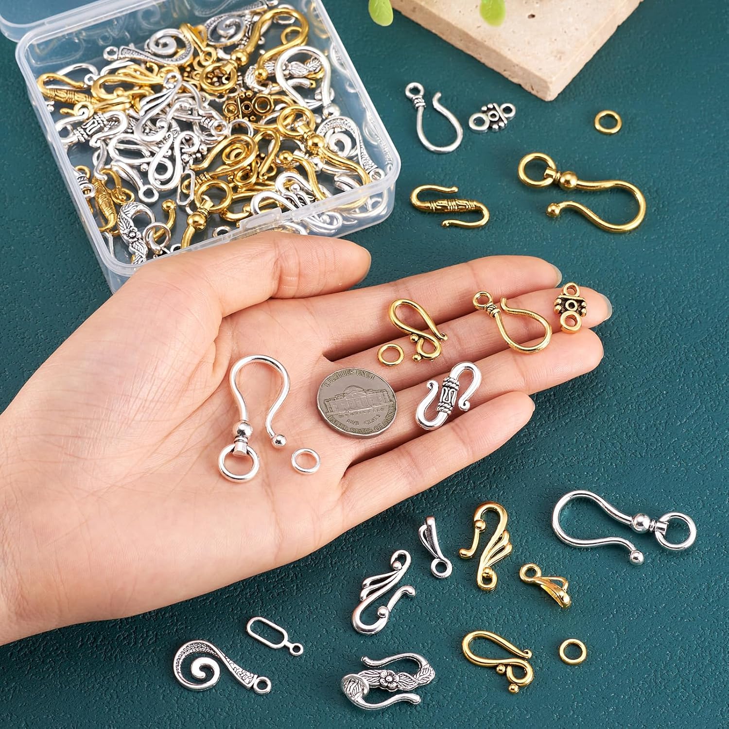 Craftdady 60 Sets 8 Styles Tibetan S Hook Ring Toggle Clasps End Clasps Connectors for Bracelet Jewelry Making - Image 6