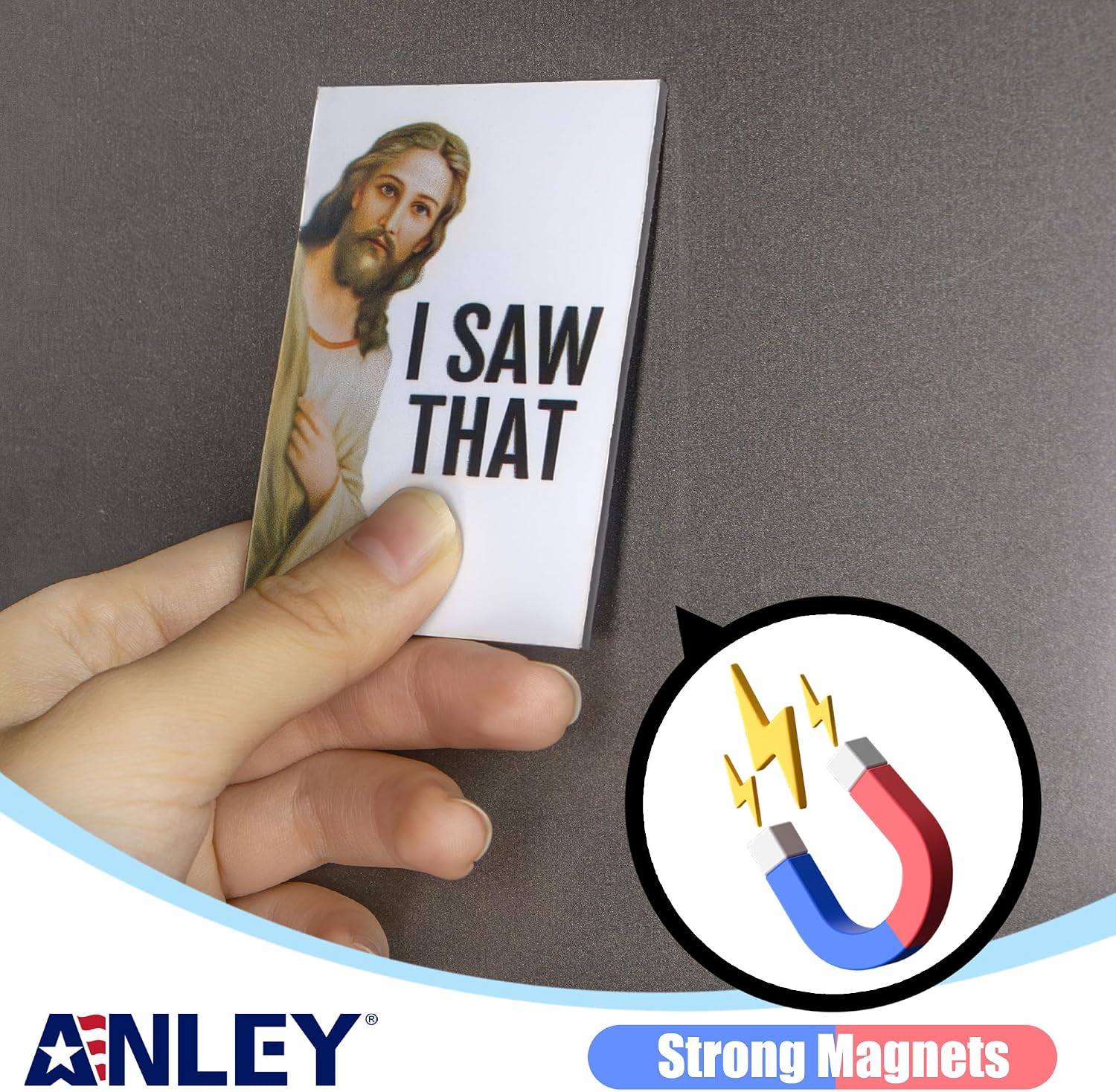 Anley Funny Jesus I Saw that Refrigerator Magnets 2 x 3 in - Humorous Christian Fridge & Car Magnet for Kitchen, Office, Home, Inspirational Gifts, Religious Decor, Novelty Christian Gift (1 Pack) image 2