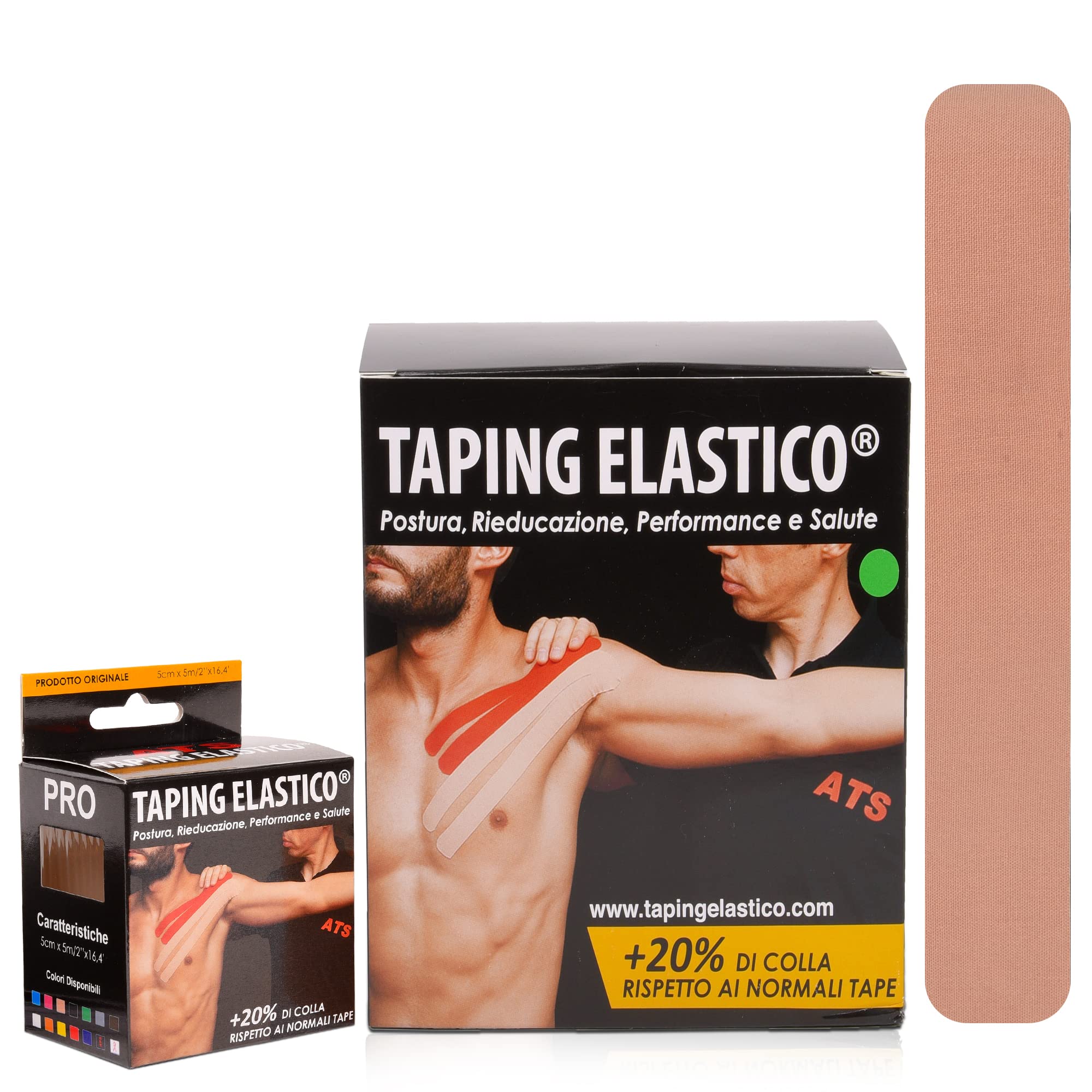ATS Taping Elastico® Profesjonalna taśma do fizjoterapii, kinezjologii i sportu - 36 rolek 5 cm x 5m Oddychająca i wodoodporna z +20% klejem (Mięso, 36)