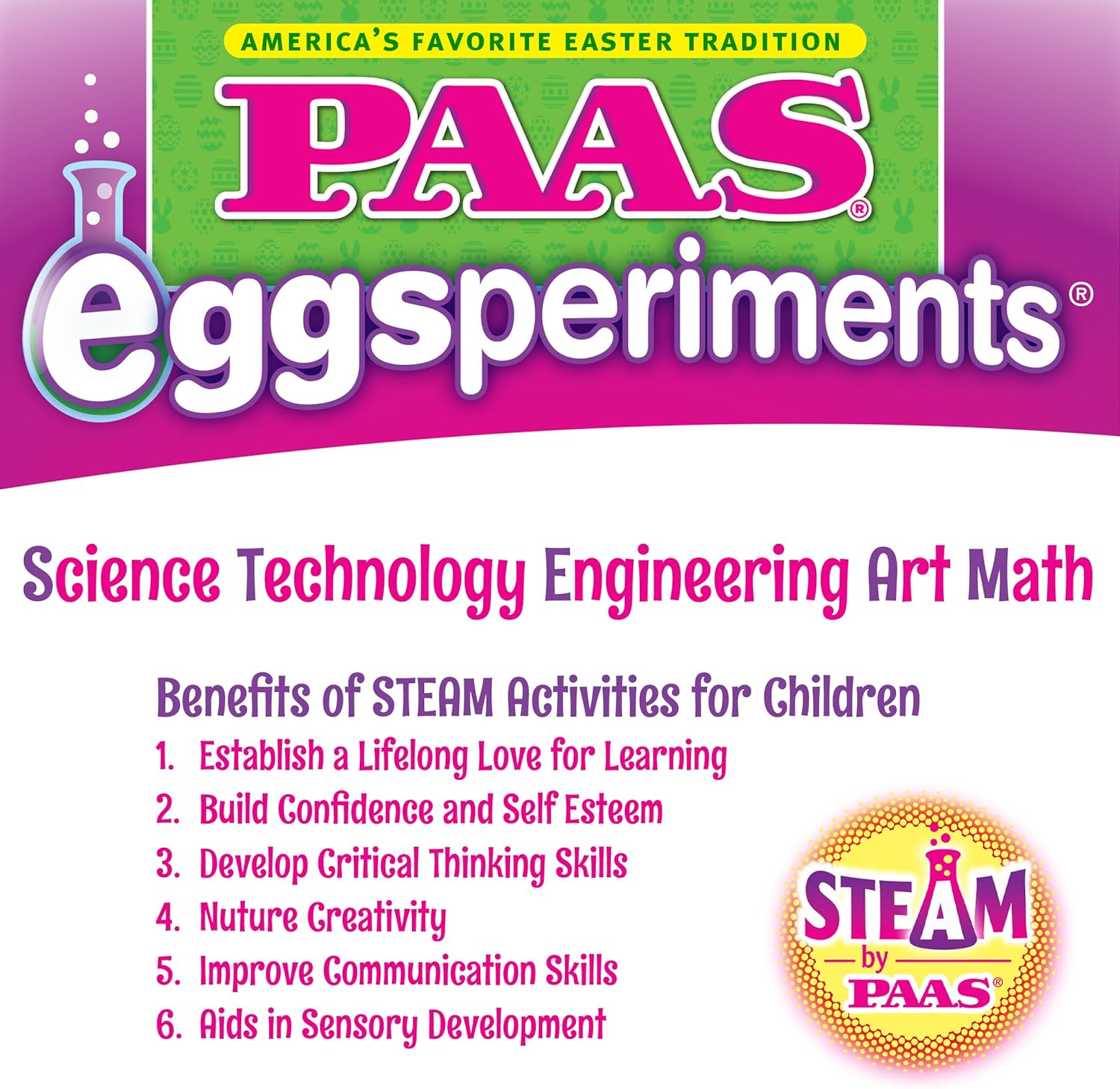 PAAS Easter Egg Decorating Bundle, Includes 1 Active Volcano Eggsperiment Kit, 1 Crystal Growing Eggsperiment Kit, Easter STEM kit, Food Safe Dye (2 Piece Bundle)