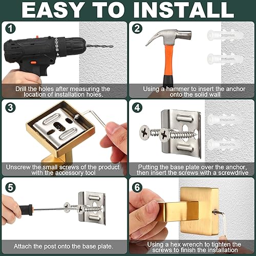 Miniatura 4 de Gisafai Juego de accesorios de baño de 15 piezas, kit de barra de toalla de baño de 23.6 pulgadas, juego de accesorios de baño de acero inoxidable,