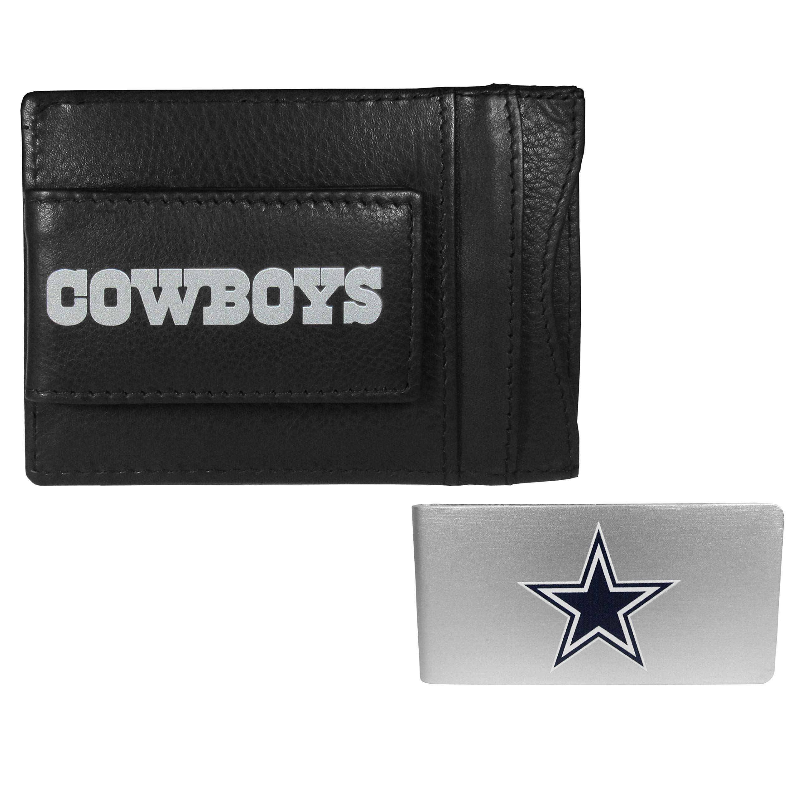 Sports NFL Dallas Cowboys Unisex Leather Cash & Cardholder & Money Clip, Black, One Size-image-34