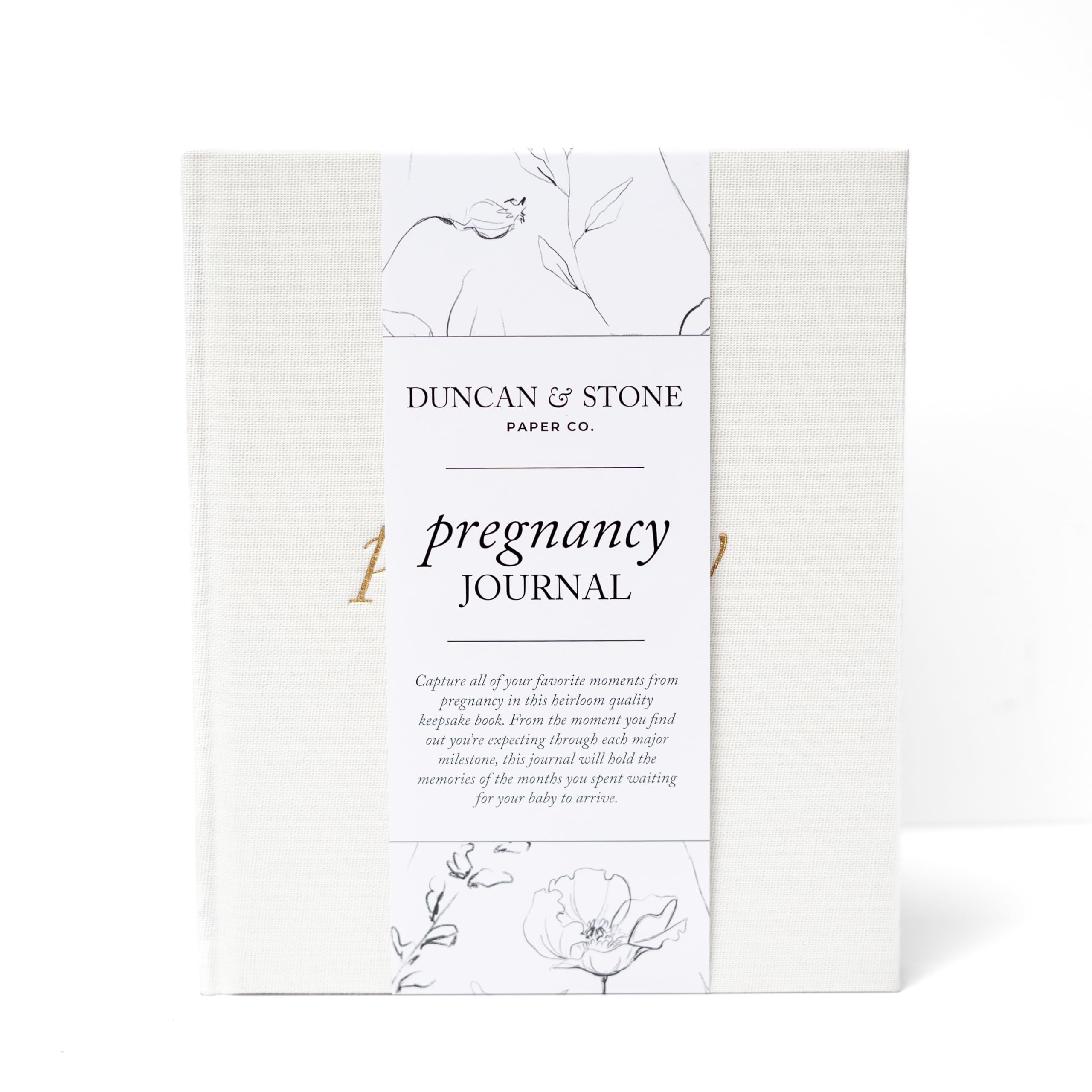 120 Pages Pregnancy Journal Book - Linen Cover Pregnancy Memory Book - Flat Lay First Time Mom Journal - Pregnancy Gifts for First Time Moms, Cream