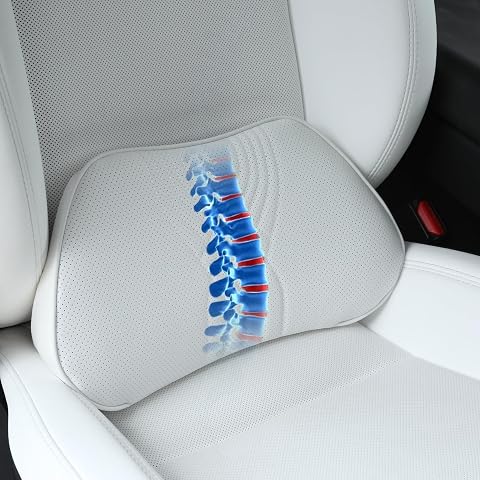 Lumbar Support Pillow for Car Seat, Office Chair, White, 1PC