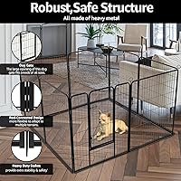 Vista 3 de PJYuCien - Corralito para perros con bolsa de almacenamiento, 31.3" de alto, 8 paneles, corralito para cachorros con fondo cuadrado, cerca