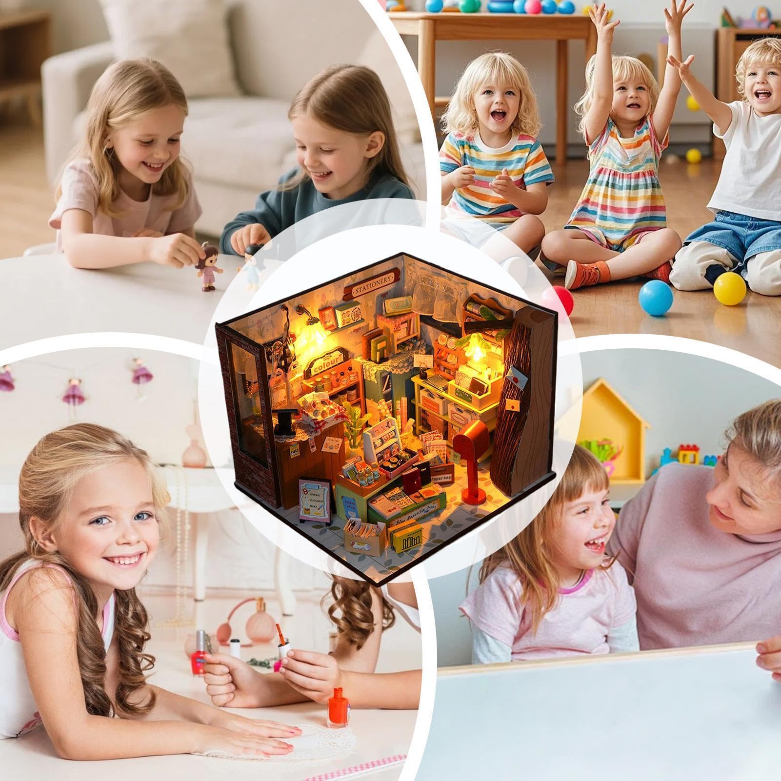 Kit fai da te per una casa in miniatura Giocattolo Di Costruzione | Kit Piccola Casa in Miniatura Per la decorazione di scrivania, dormitorio, appartamento, libreria, sogg