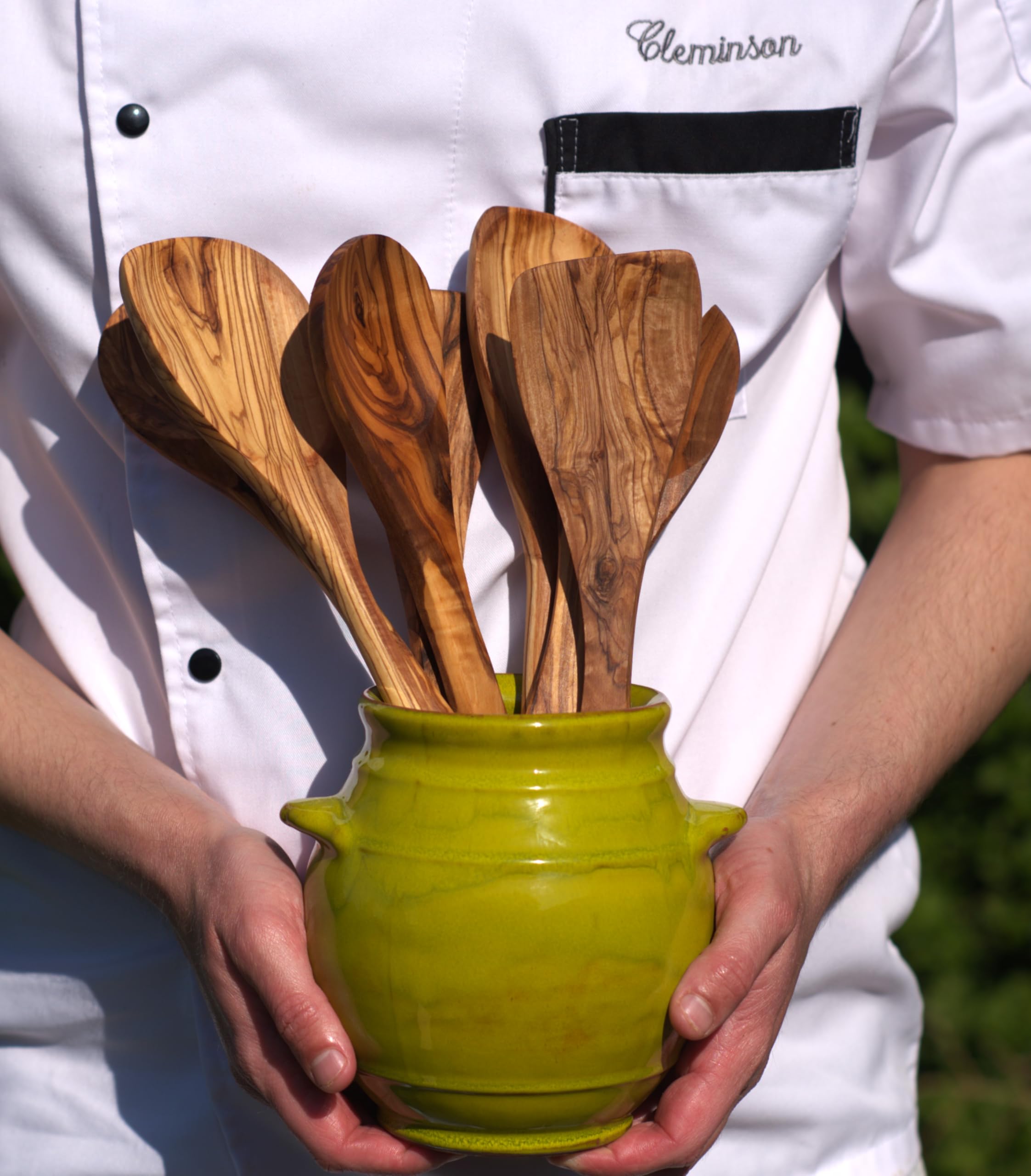 Pot à ustensiles en céramique trempé à la main | Porte-ustensiles de cuisine artisanal | Fabriqué en Espagne | Élégant pot à couverts | Pot à couverts rustique pour cuillères, spatules