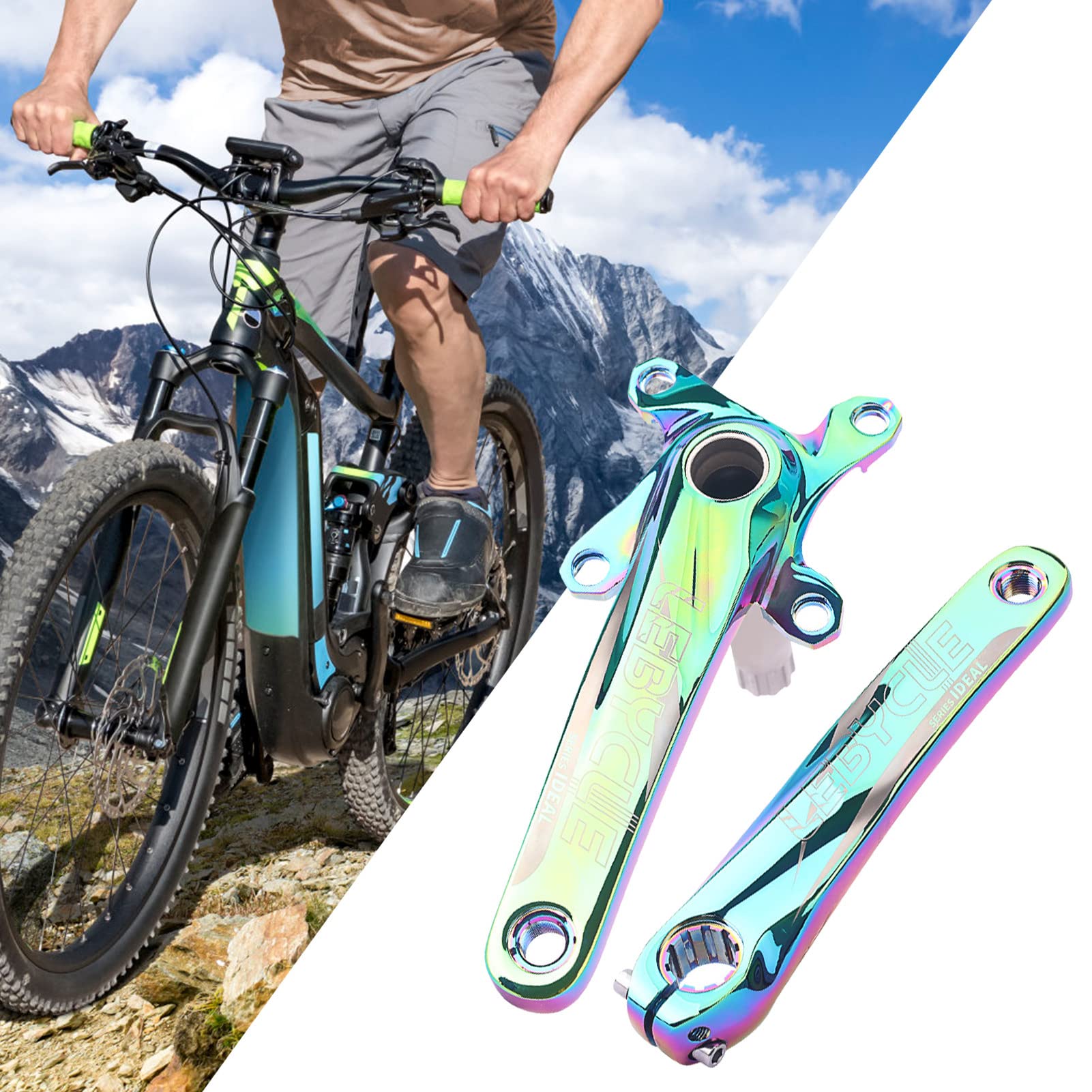 Zestaw korbowy do roweru wyścigowego, zestaw korbowy Fixed-Gear, wąskie, szerokie zęby, kwadratowy, stożkowy zestaw korbowy - zamiennik tarczy łańcuchowej do rowerów składanych | szerokie zęby, kwadratowy, stożkowy zestaw korbowy - zamiennik tarczy łańcuc