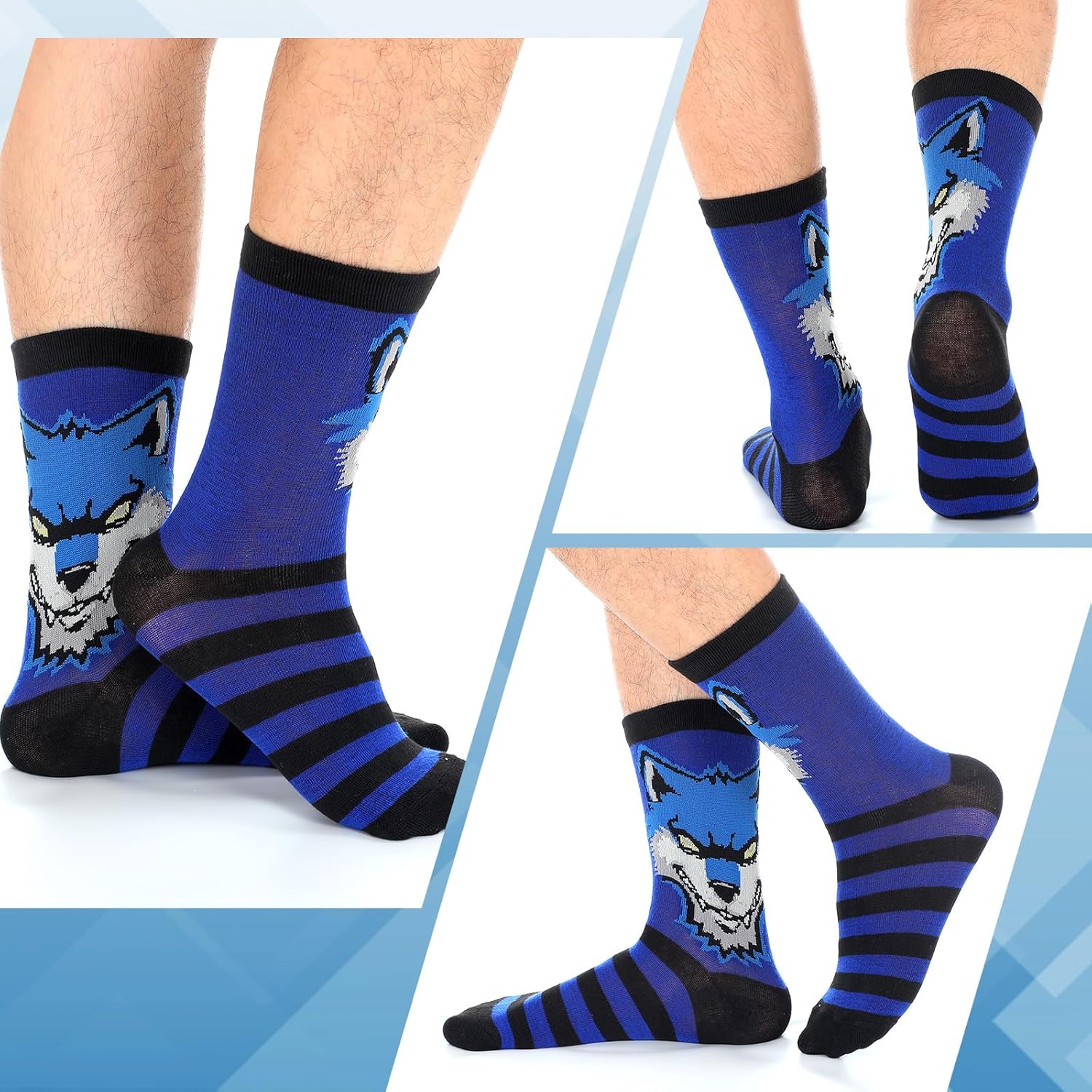 Shihanee 12 Pairs Wolf Funny Socks Gifts for Men Christmas Novelty Fun Wolves Animal Crew Socks Bulk for Men Dad Grandpa Wolf Lovers - Image 2