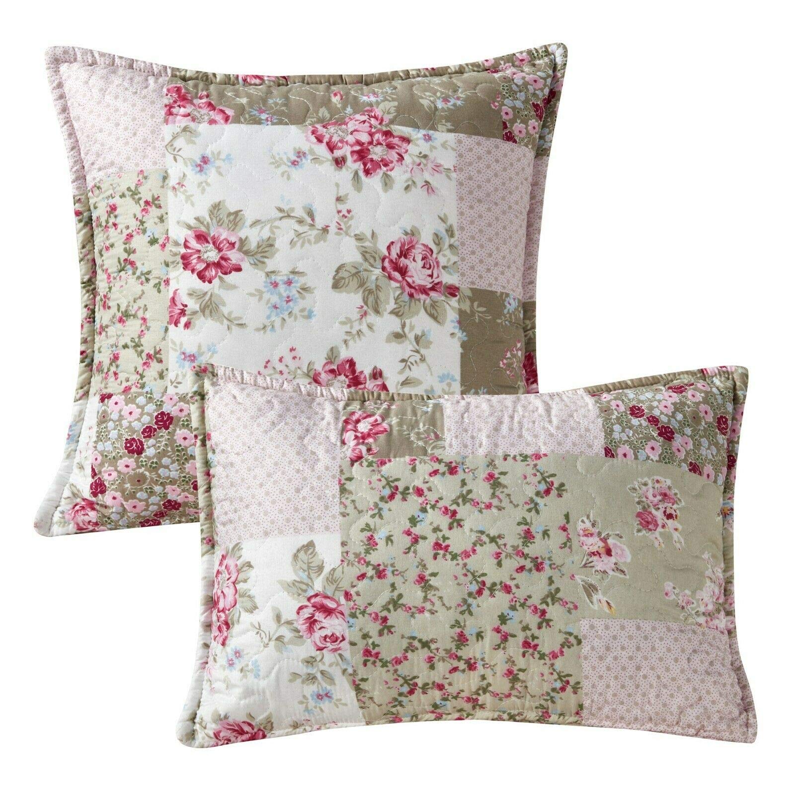 Q-Style Zurich Luxury Quilted Printed Patchwork Bedspread Comforter Throw Set With Pillow Shams (, Filled Cushion 14" X 20")