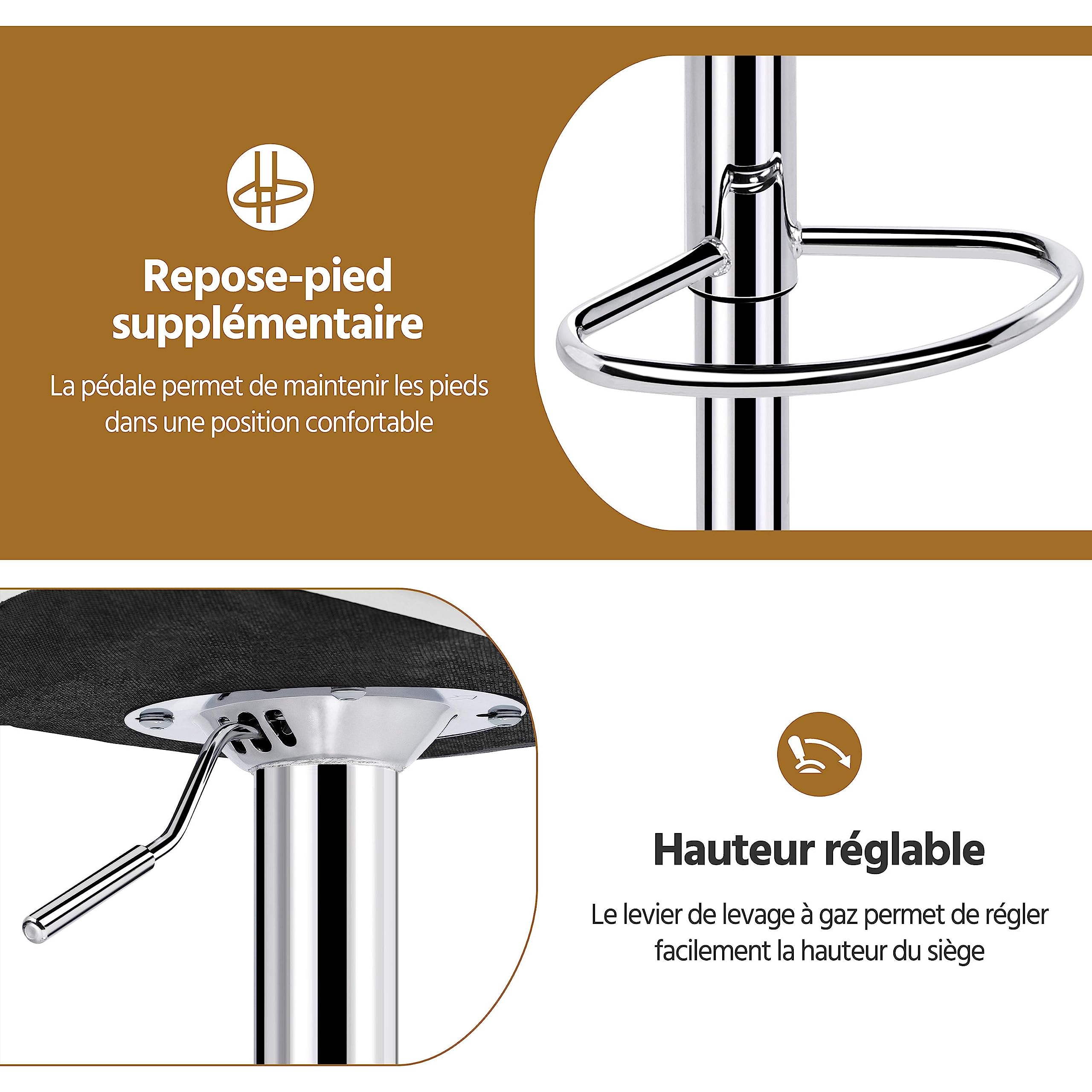 Yaheetech Lot de 2 Tabourets de Bar en Similicuir Réglables en Hauteur Chaises de Bar Assise Pivotante à 360° Tabourets de Cuisine pour Bar Salle à Manger Comptoir 50 × 43,5 × 92,5 cm 2/Blanc