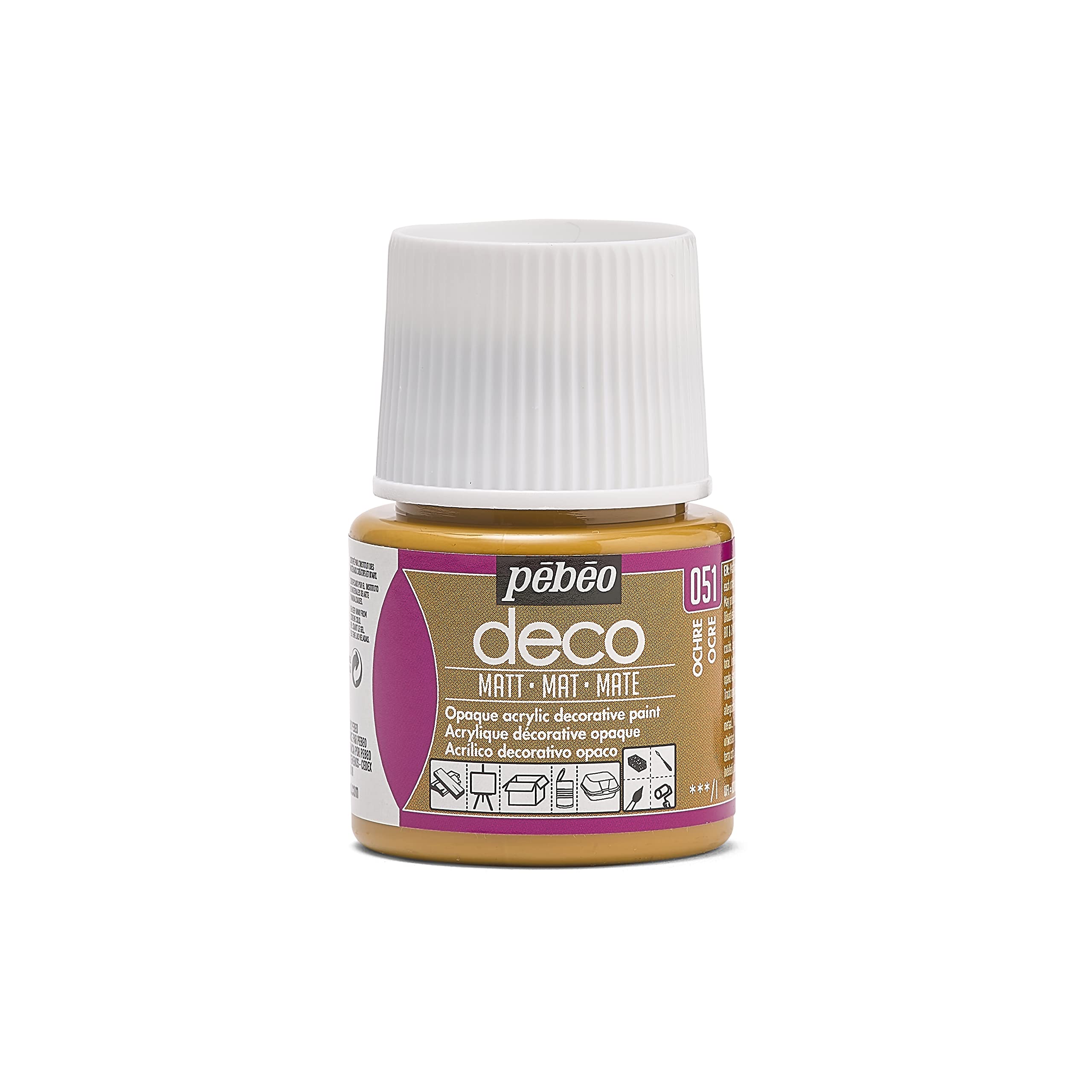 Pébéo - Pintura acrílica multisoporte - Color Opaco - Acabado Mate - Color Ocre - 45ml