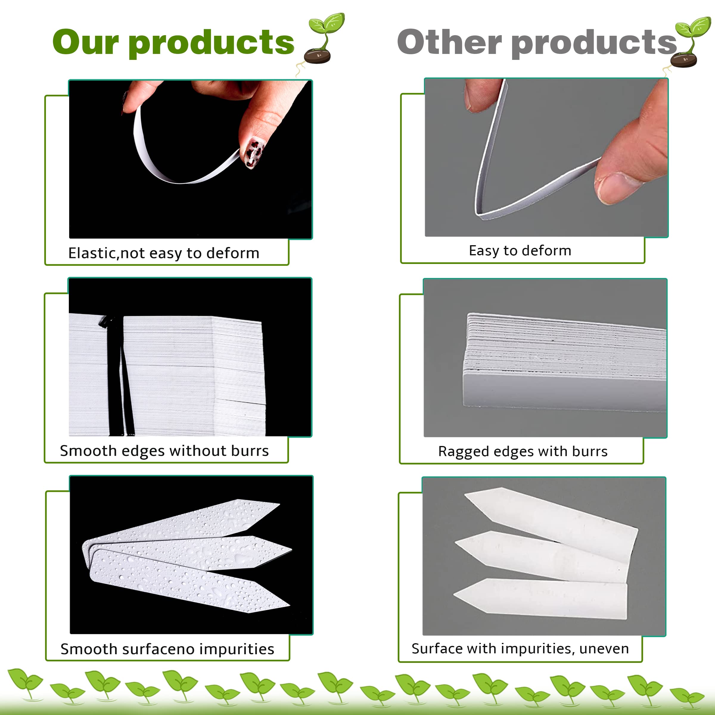 Etichette per piante, 300 pezzi, 10,2 cm, in plastica, per piantine, etichette da giardino, etichette per piante da vivaio, etichette per semi, etichette per piante da giardino all'aperto, paletti