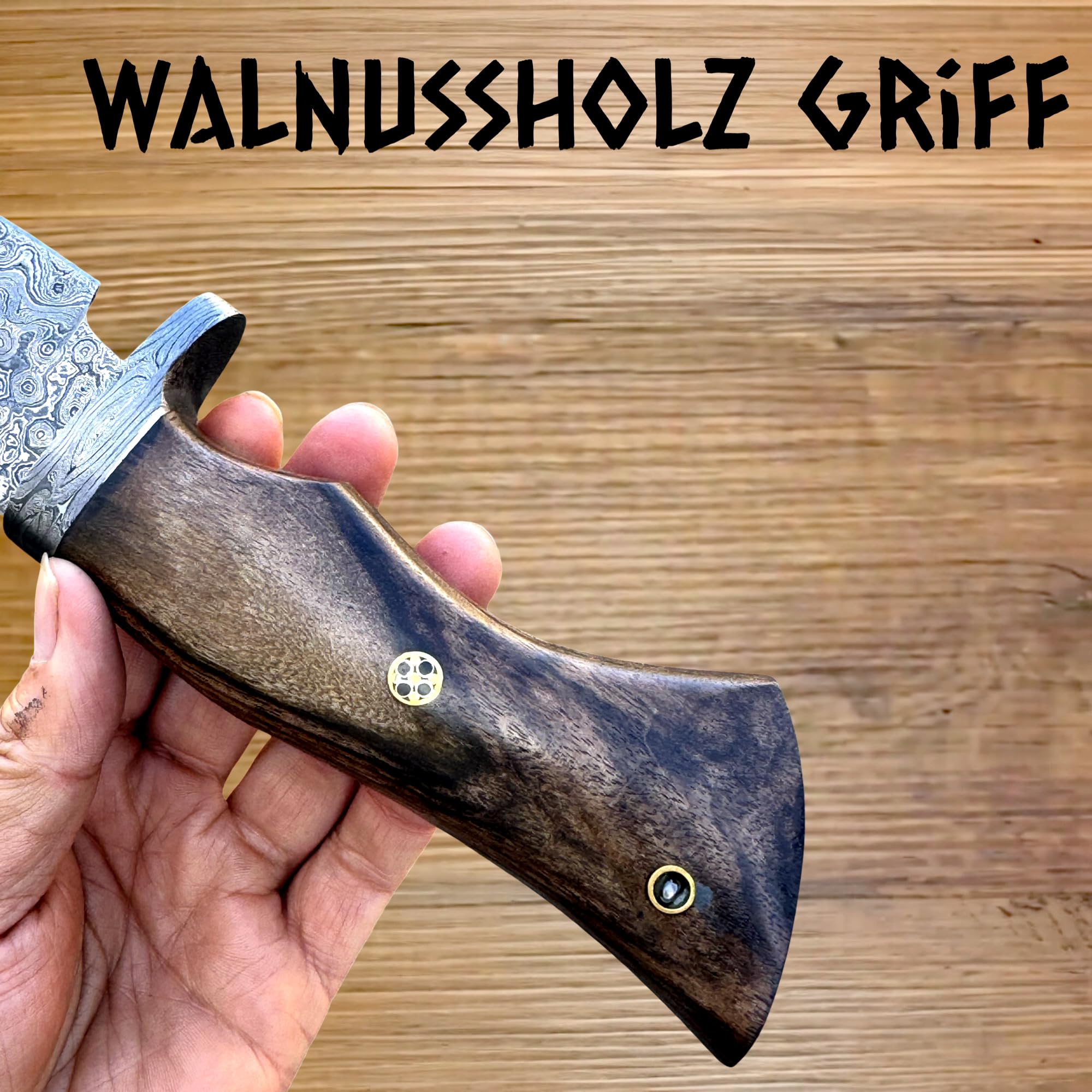 Danast Jagdmesser-Taschenmesser-12 cm klinge Echtes 150 DamastStahl lagen Walnussholz Griff Ideal zum Häuten mit Lederscheide