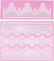 Vista 1 de Moldes de encaje en relieve, juego de 2 moldes de silicona con diseño de flores de varios círculos, decoración de pasteles de boda, molde