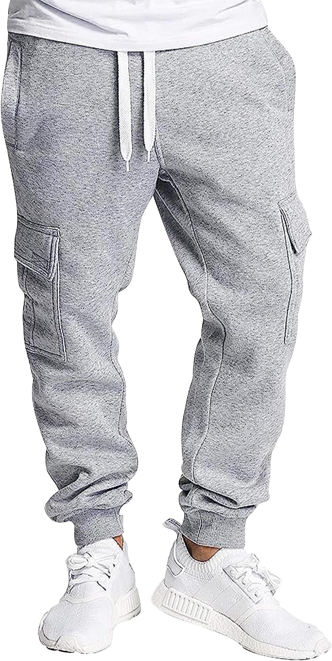 Men's Basic Active Cargo Jogger Pants, Fleece & Tech Woven Nylon