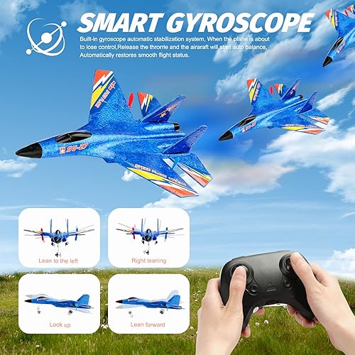 Miniatura 5 de RC Plane Remote Control Glider Airplanes 24 GHZ 2 Channels Easy to Fly RC Fighter Remote Control Aircraft with Automatic Balance Gyro for Adult Kids