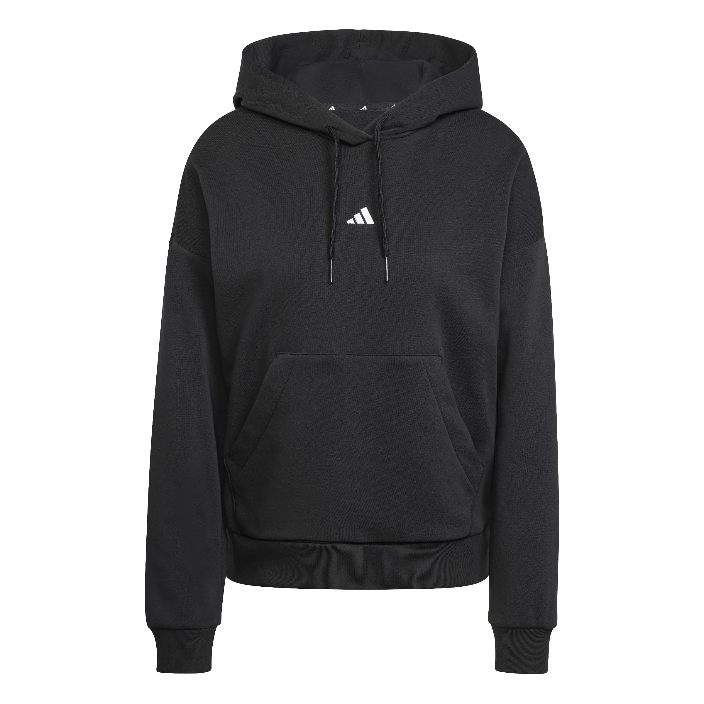 adidas Women's Essentials Small Logo Feel Cozy Hoodie Sweatshirt, black/white, XL