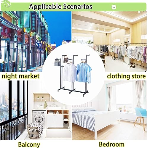 Miniatura 6 de FKKPRVAX Perchero de metal de pie para ropa - Estantes de exhibición pesados para retail con ruedas, estante de ropa de 8 brazos, estantes