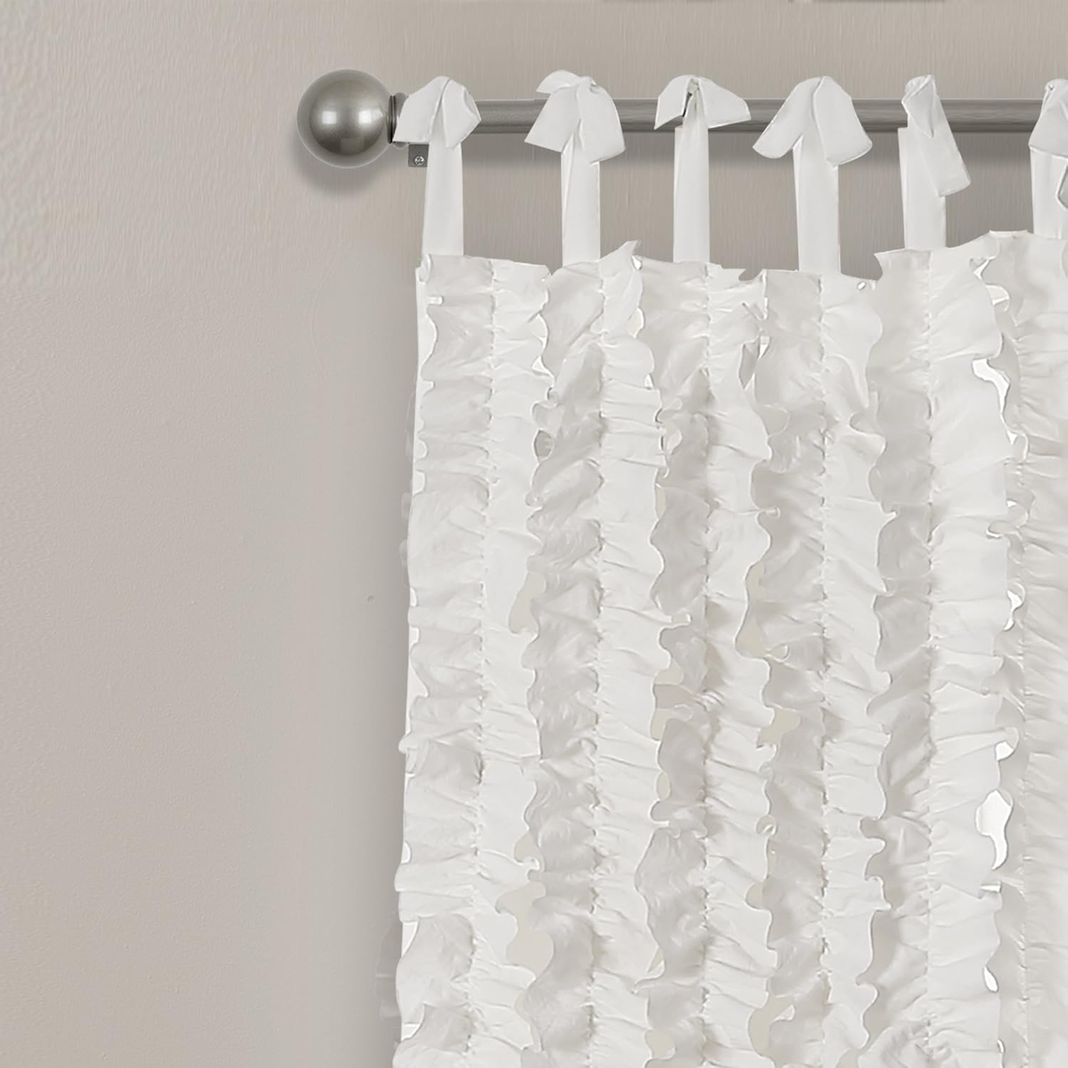 Lush Decor, White Sophia Ruffle Curtain | Textured Window Panel Set for Living, Dining Room, Bedroom (Pair), 84” x 40, 84" x 40" 16T002475