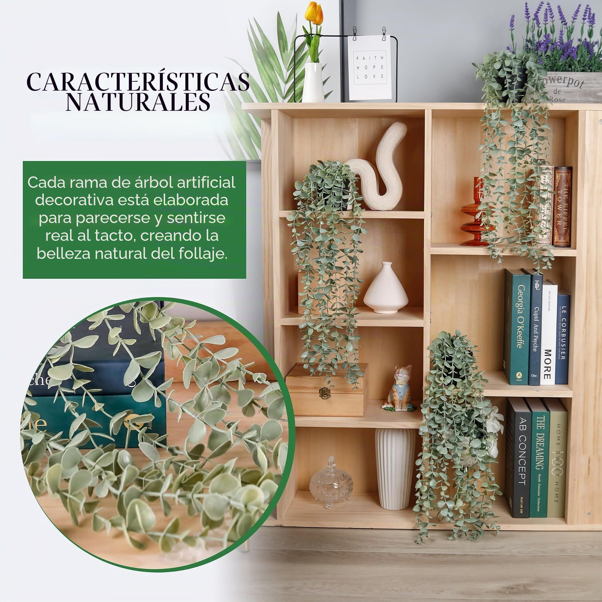Der Rose 3 Piezas Plantas Falsas Colgantes Decoración Artificial Plantas de Eucalipto en Maceta Falsas para Baño Boho Hogar Oficina Escritorio Estante de Pared Estantería Accesorios Decoración