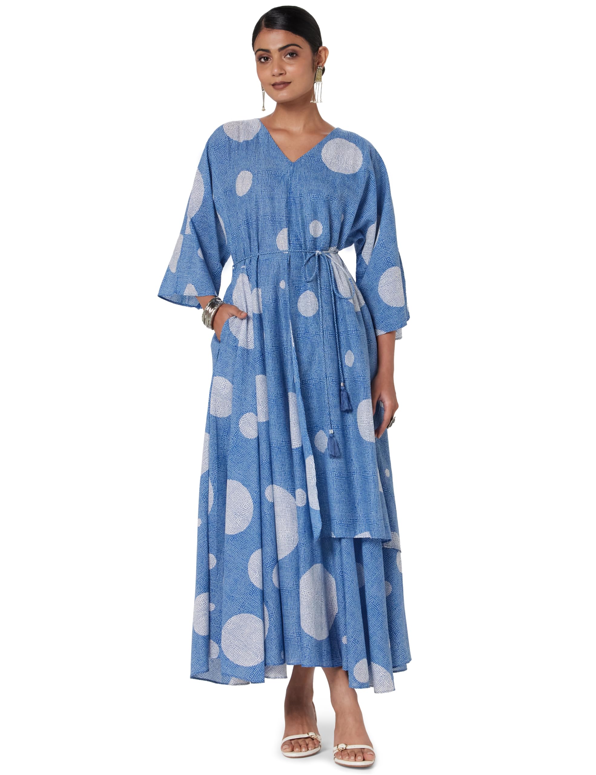 w for woman Women's Fit and Flare Long Length Polka Dots Regular Fit Casual Long Dress-picture-16