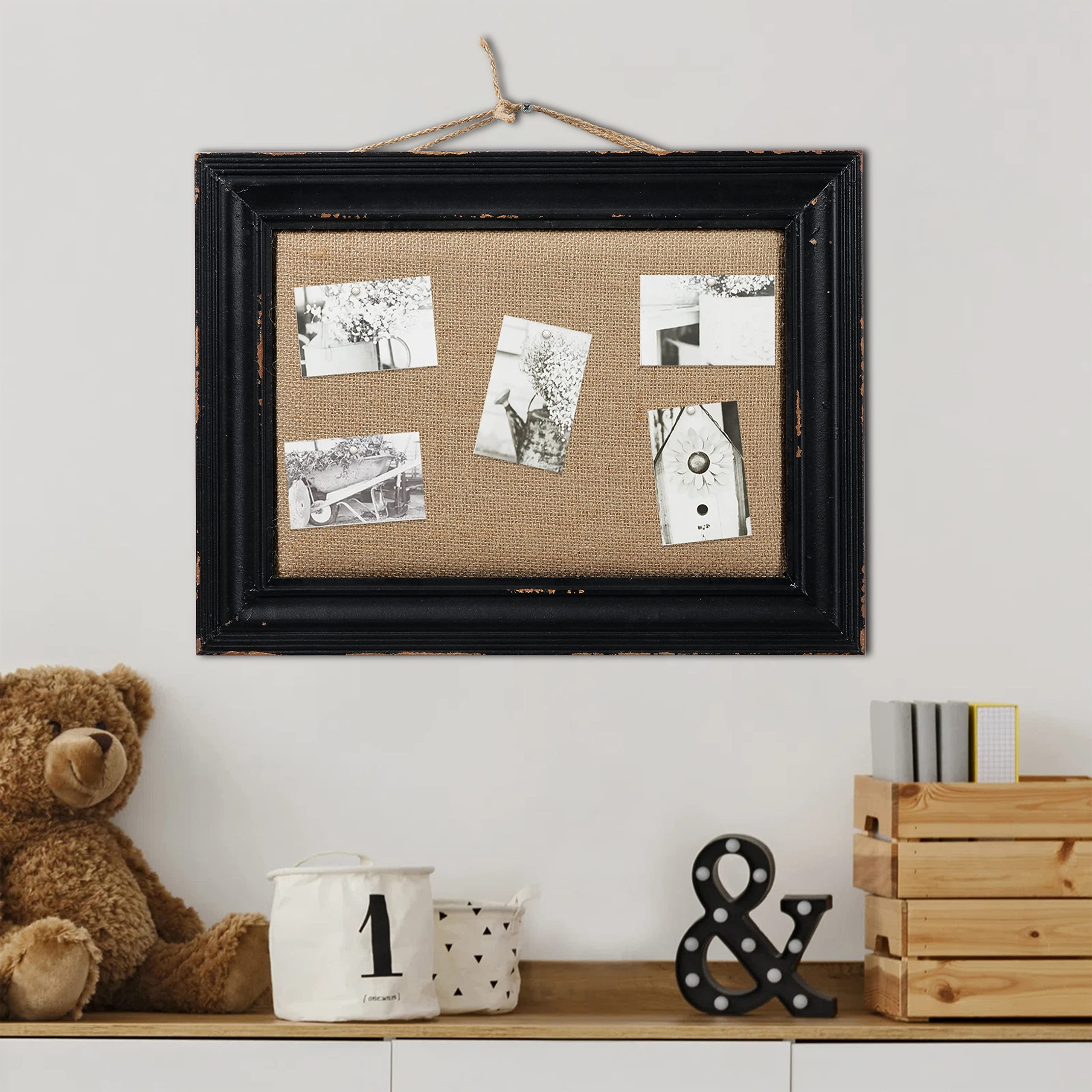Bacheca In Sughero Con Cornice In Legno 40x30 Cm – Lavagna Per Promemoria E Foto, Bianca E Nera Fronte/Retro