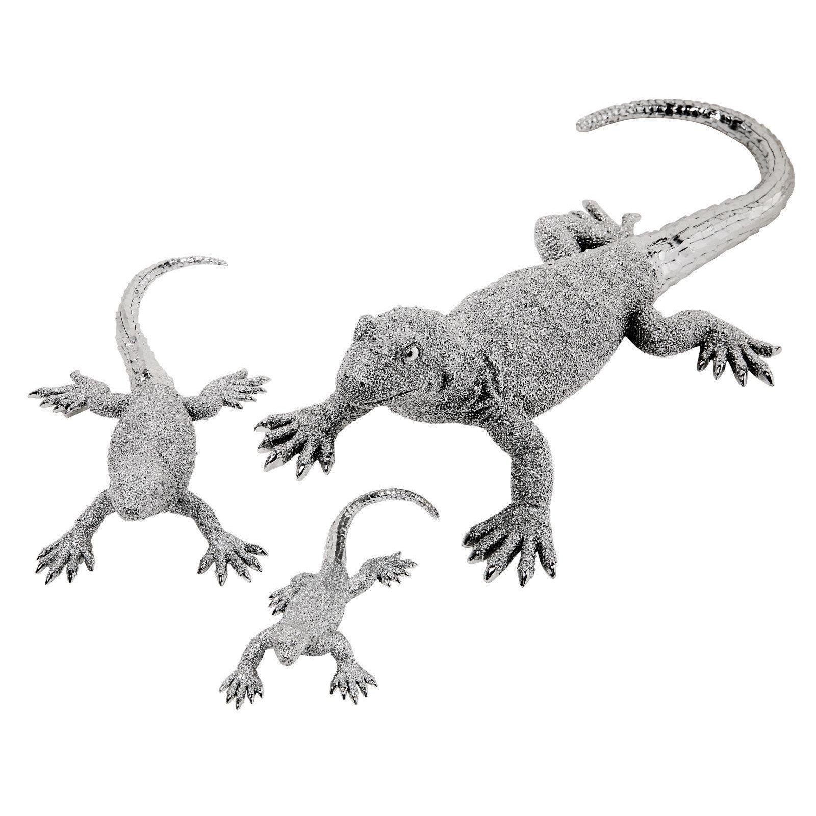 KARE Deco Figurine Lizard Silver Deluxe