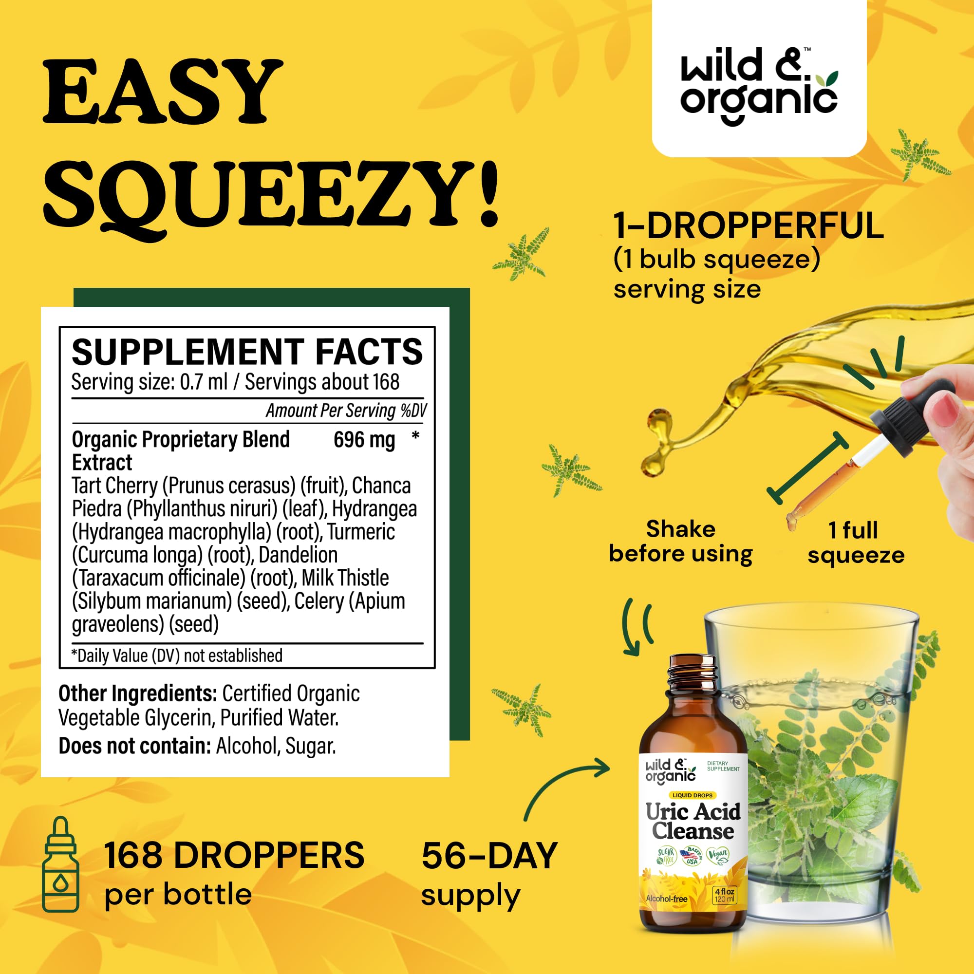 Wild & Organic Uric Acid Cleanse Liquid Drops - Tart Cherry, Turmeric - 4oz — Amazon image 3
