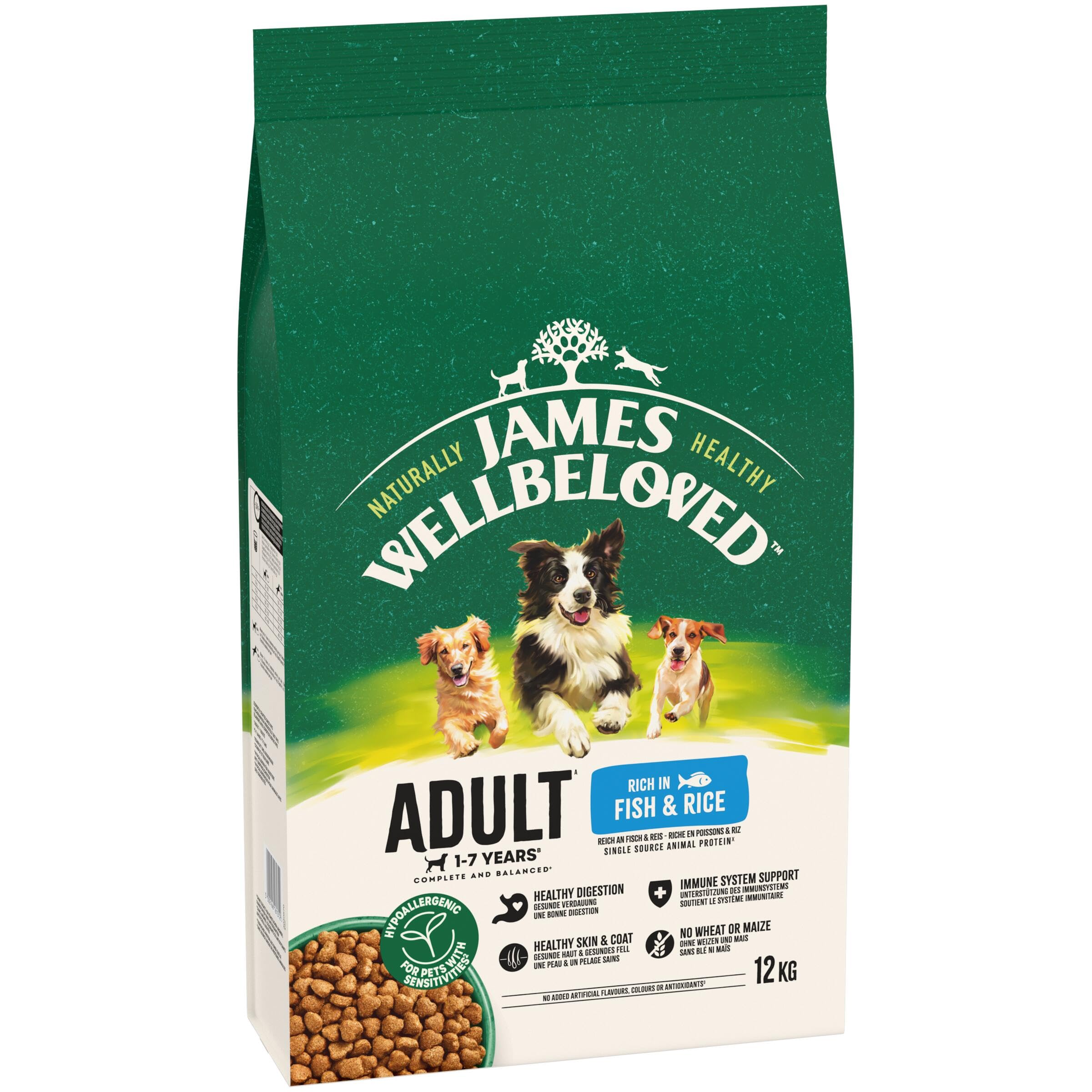 James WELLBELOVED 12kg Hund Trockenfutter Fisch & Reis