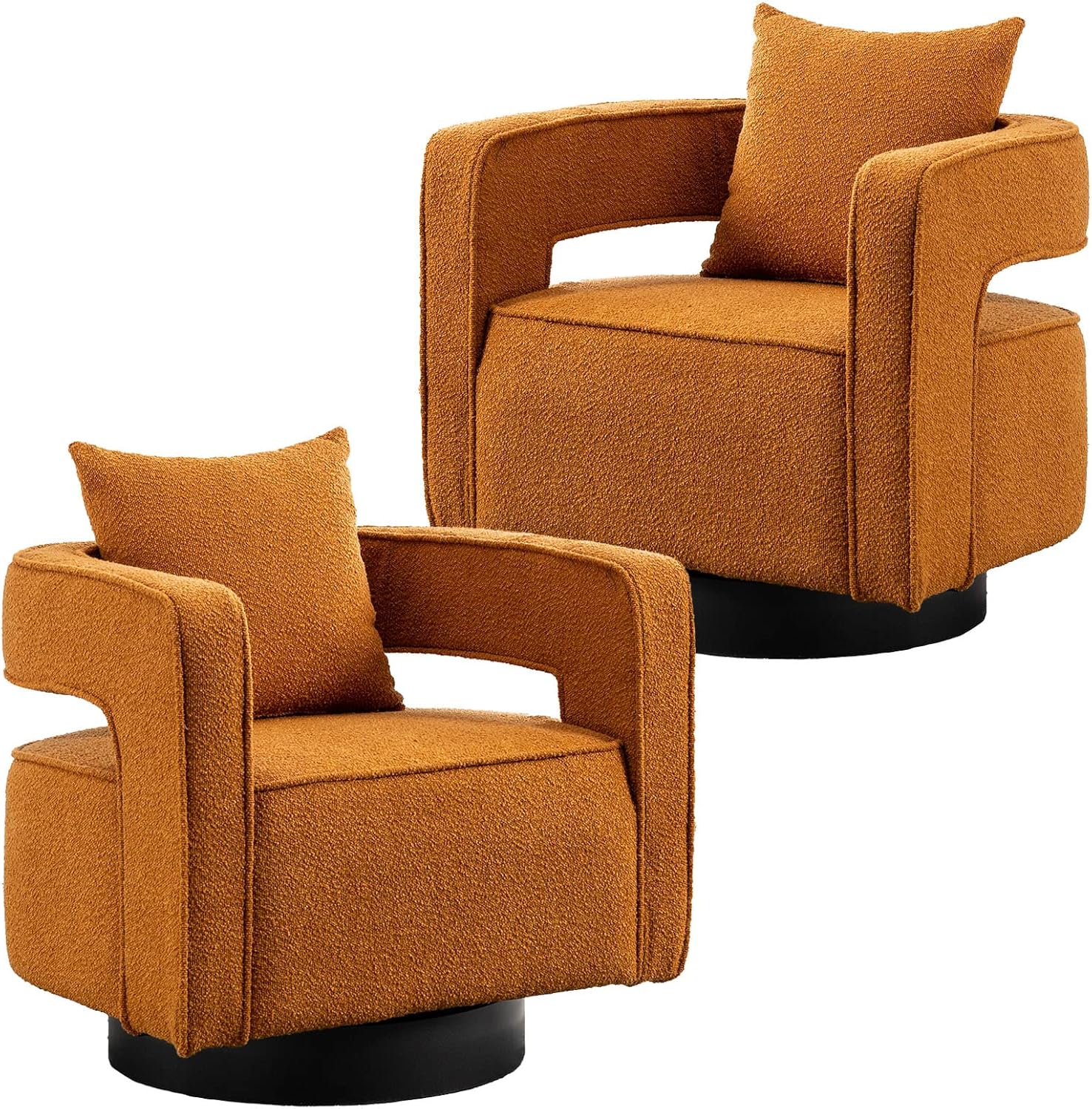 HANLIVES Swivel Barrel Chair Set of 2 Modern Teddy Round