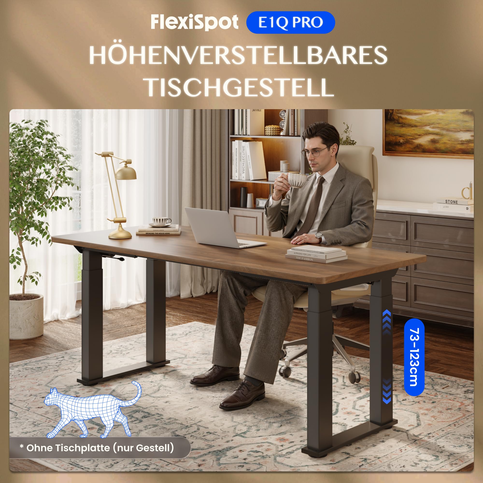 FLEXISPOT Elektrisches Tischgestell höhenverstellbar,4-Bein Gestell Schwarz | Schreibtischgestell mit 2 Motoren, höhenverstellbare Schreibtischbeine, hohe Tragkraft, ideal als Büro-, Computer- & Esstisch