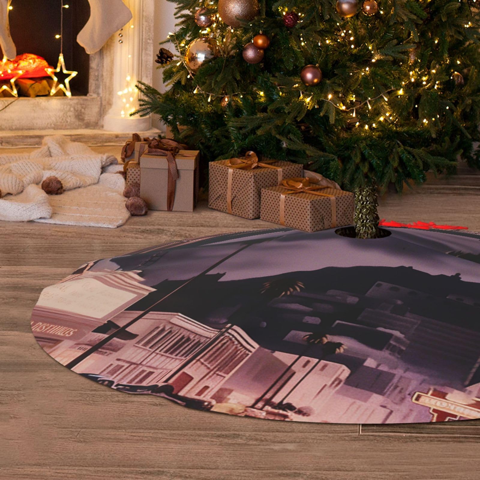 Tapis de base pour les vacances et jupe de sapin de Noël en peluche 91.4 cm