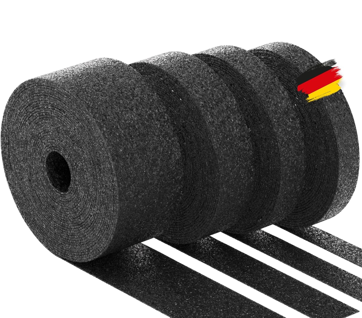 BAUHELD® Terrassenpads auf Rolle 10m x 50mm x 3mm [Made in Germany] Stabile Bautenschutz-Matte aus Gummi-Granulat - Als Unterleg-Platten für Terrassen-Fliesen, WPC Terrassen-Dielen, Stelzlager, Balkon