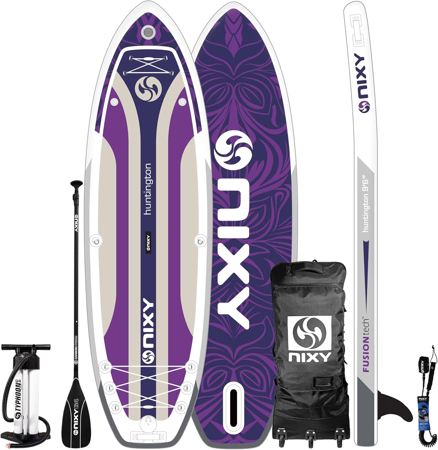 NIXY G5 Huntington Inflatable Paddle Board Compact SUP 9'6" x 32" x 6" Ultra-Light Stand Up Paddleboard, Welded Seams, Woven Drop Stitch for Durability