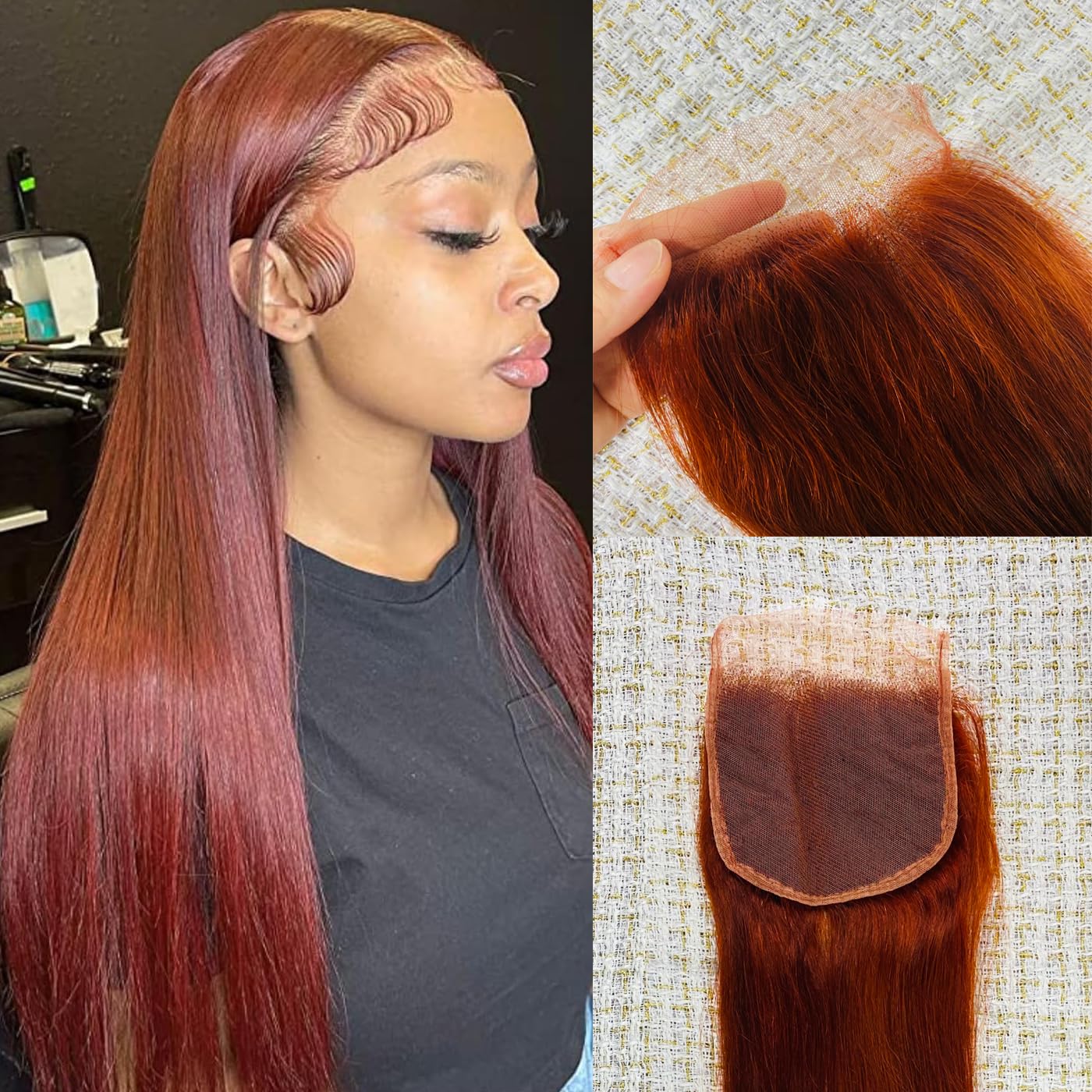 Reddish Brown 5x5 Closure Brown 33# Closure Straight Closure Invisible Hd Lace Closure Brazilian Human Hair Extensions Preplucked Bleached Knots Wet