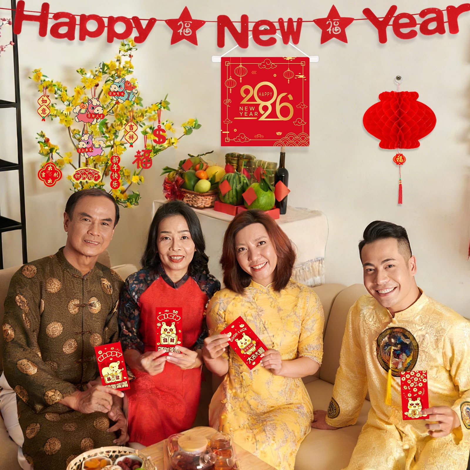 Amazon.com: LeeLoon 53Pcs Lunar New Year Decorations 2026, Fabric