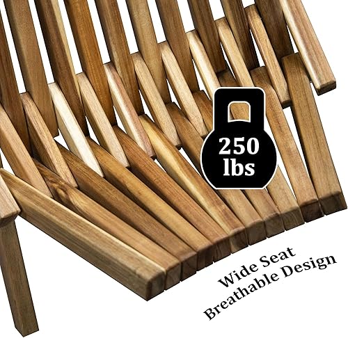 Miniatura 4 de Melino Sillas plegables de madera Tamarack, sillas Adirondack de perfil bajo de acacia con certificación FSC, silla plegable de madera para 1.