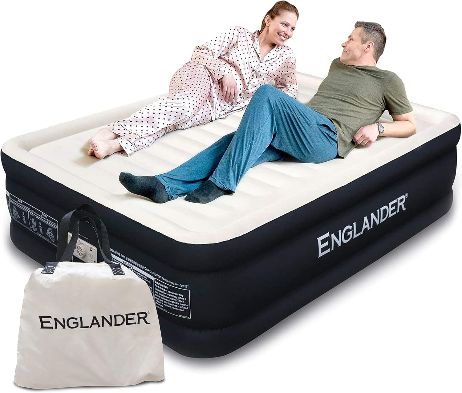 Buy Englander Queen Size Air Mattress W Built In Pump Luxury Double High Inflatable Bed For Home Travel Camping Premium Blow Up Bed For Kids Adults Black