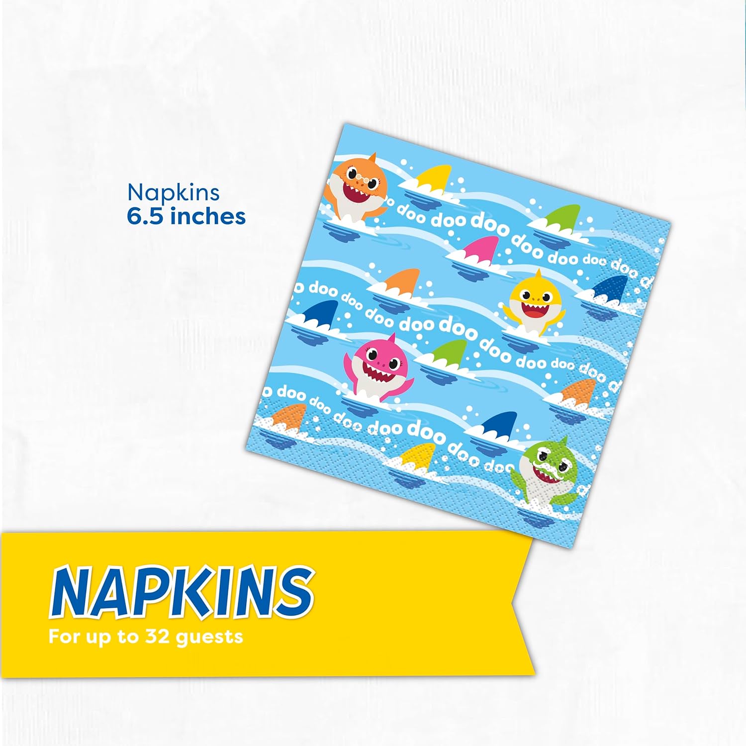 Baby Shark Birthday Decorations for Party | Baby Shark Plates and Napkins for 32 Guests | Officially Licensed