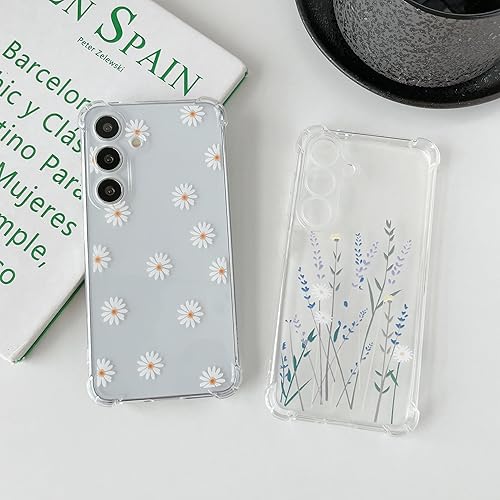 Miniatura 3 de ZTOFERA Funda transparente para Samsung Galaxy S24 Ultra con bonito patrón de flores para mujeres y niñas, funda protectora a prueba de golpes
